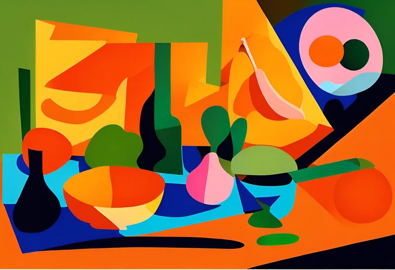 Colourful abstract illustration of kitchen